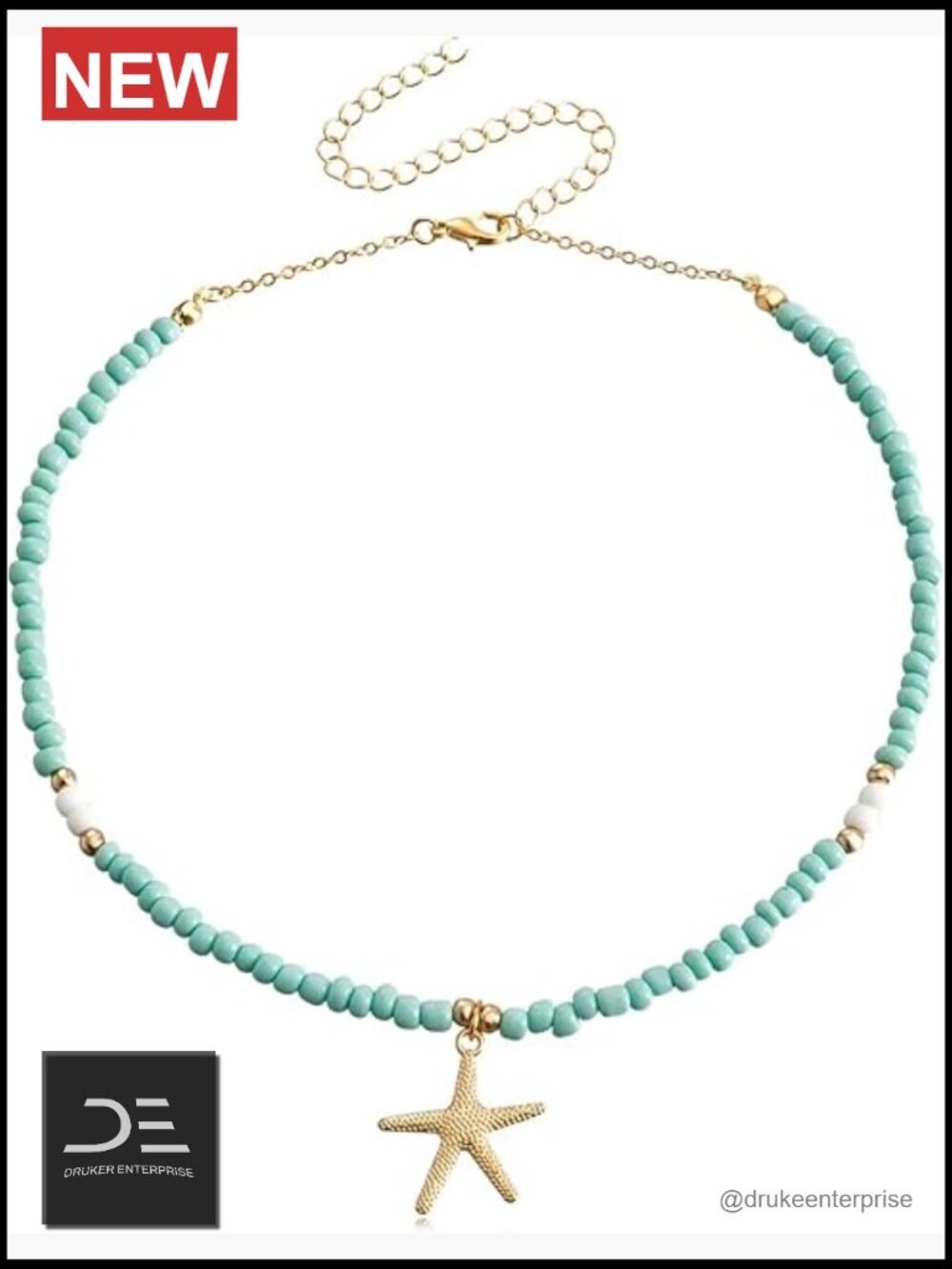 Gold Plated Seashell Necklace with Faux Pearl Starfish Choker